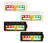 4 Pieces of My Social Battery Creative Badge, 7 Days a Week Fun Enamel Emotional Badge, Functional Aesthetic Brooch, Perfect Accessory for Personalizing Backpacks, Jackets, Bags, or Any Fabric Surface
