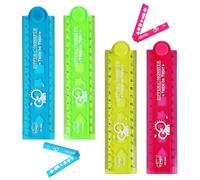 4 Pieces of Plastic Ruler, Measurement Tools, Drawing Aids, Study and Office Supplies.