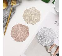 4 pieces of rose placemats, insulation mats, gold cup mats, PVC soft decorative table mats, and party placemats