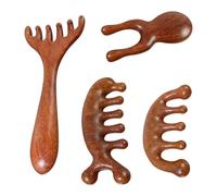 4 Pieces Of Sandalwood Massage Combs, Wide Rounded Teeth That Will Not Hurt The Scalp, Household Health Care Gift Combs, Suitable For Scalp Massage And Meridian Scraping.