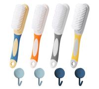 4 Pieces of Soft Bristle Shoe Brushes and 4 Pieces of Hooks, Long Handle Shoe Brush, Multifunctional Cleaning Brush, Shoe Cleaning Tool, Laundry Brush
