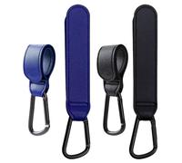 4 Pieces of Stroller Buckle, Stroller Accessories, Item Hanging Tools, Pu Leather Hook (Black, Dark Blue).