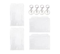 4 Pieces of Transparent Card Holders and 4 Pieces of Metal Buckles, Waterproof Card Holders, Simple Card Holders, Suitable for Id Cards, Bus Passes, and Work Passes
