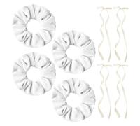 4 Pieces Of Velvet Hair Ring And 4 Pieces Of Bow Ribbon Clip, Simple Ponytail Hair Rope, Streamer Hair Clip, Hair Accessories.