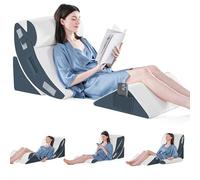4 Pieces Orthopaedic Bed Wedge Pillow Set for Sleeping, Post Surgery Foam Pillow for Body, Back and Legs Pain Relief, Triangle Adjustable Support Pillow with Acid Reflux Sleeping Pillow, Navy