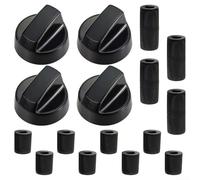 4 Pieces Oven and Stove Switch Knobs Replacement Set, Compatible with Gas Appliances For 6mm and 8mm Inner Diameter, Easy to Use and Functional Design (Black)