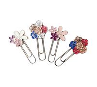 4 Pieces Paper Clip Bookmark Sakura Pink Flowers Book Marker Metal Bookmark for Office, Marking Notebook, Books