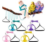 4 Pieces Pet Parrot Bird Harness Leash Adjustable Bird Flying Harness Traction Rope with Cute Wing for Parrots Pigeons Budgerigar Lovebird Outdoor Training Toy (Pink, Yellow, Light Purple, Cyan,S)