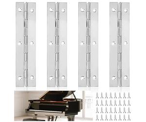 4 Pieces Piano Band Stainless Steel 12 cm Piano Hinge with 32 Pieces Screws Bar Hinge Piano Hinge Hinge Tape for Cabinet Doors Pianos Door