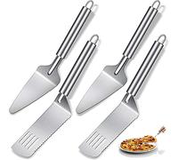 4 Pieces Pie Server Set Stainless Steel Pie Spatula Serrated Cake Cutter with Comfortable Handle, Easy to Grip for Cutting and Serving Pizza and Cake