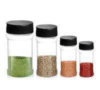 4 Pieces Plastic Spice Jars, Seasoning Containers, Round Empty Spice Bottles Storage Clear Seasoning Bottles Storage Spice, Peppers, Salt for Spice Rack, Drawer, Cabinet (60ml+80ml+100ml+170ml)