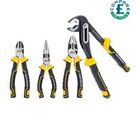 Tough Master 4-Piece Plier Set Professional Including 10'' Water Pump Plier Nose Plier Cutting Plier & Combination Plier