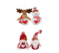 4 Pieces Polyester Christmas Tree Decoration Creative Santa Snowman Deer Figures Pendant Accessories Party Supplies Funny Christmas Tree Accessories