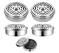 4 Pieces Portable Stainless Steel Incense Holder and Sampyrone Reel with Cover, Anti-Mosquito Spiral Holder Incense Burner, Mosquito Coil Holder for Home Camping, Travel