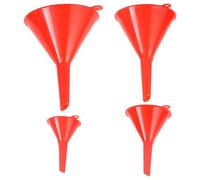 4 Pieces PP Red Funnel Set For Kitchen, Car Auto Engine Funne-l, Flexible Portable Oil Change F-unnels, Wide Mouth Bottle Funne-l For Filling Bottle, Long Mouth F-unnels Car Refueling F-unnels