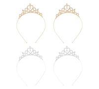 4 Pieces Princess Crown, Children'S Metal Headband, Classic Fashion, Ele Rhinestone Hair Accessories For Girls, Clothing Dressing Accessories.