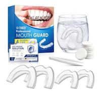 4 Pieces Protege Dent for 2 Sizes, Effective Snoring Stopper, Teeth, Protects Enamel, Easy to Clean, with 6 Cleaning Tablets + Tweezers, Complete Care Set