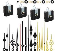 4 Pieces Quartz Clock Movement Mechanism Non Ticking DIY Clock Mechanism with 6 Clock Hands Sets for Repair Parts Replacement (13 mm, Gold, Black)