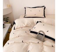 4 Pieces Queen Size Ruffled Polka Dot Bedding Set - Super Soft Brushed Microfiber Duvet Cover with Feminine Ruffle & Embroidery, All Season Comforter(MoonLight Pink,2.0m flat sheet)