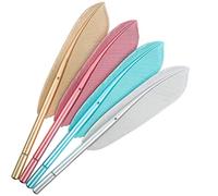 4 Pieces Quill Pens, Creative Wing Feather Ball Point Pens Set Ballpoint Pen Gel Black Ink Stationery School Student Gift