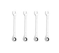 4 Pieces Ratchet Spanner Set, Ratchet Combination Wrench Cr-V Steel Wrench 72 Teeth Mertic Spanner for DIY & Repairs (17mm Opening)