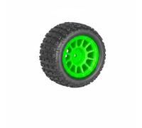 4 Pieces RC Car Tires Wheels Set Replacement Rubber Off Pre Assembled Fit 1/18 Mini Racer Compatible Enhanced Control Suitable for backyard play outdoor runs gravel grass, Green