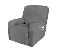 4 Pieces Recliner Chair Covers, Stretch Soft Lazy Boy Reclining Sofa Slipcover, Non-Slip Sofa Cover, Washable Soft with Side Pockets Armchair Covers for Living Room Bedroom for Kids Pets (Grey)