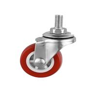 4 Pieces Red PVC Casters 1.5"/2"/2.5"/3" M8/M10/M12 Wheels with Brake, Quiet Furniture Casters for Light Furniture, Universal Fit (M12x25)