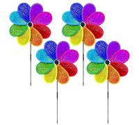 4 Pieces Reflective Pin Wheel Spinner Colorful Rainbow Windmill Decorative Windmill Device Windmill for Yard