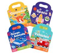 4 Pieces Reusable Kids Sticker Book, Portable Puffy Stickers Book for Kids, 3D Sticker Book Promotes Early Childhood Development, for 2-5 Years Old