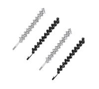 4 Pieces Rhinestone Bobby Pins Bling Crystal Metal Hair Clips Grips Slide Single Row Slim Diamante Rhinestone Bobby Pin for Brides Girls (4, Silver/Black)