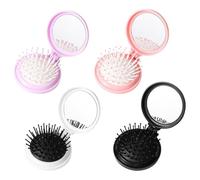 4 Pieces Round Folding Comb, Comb With Mirror, Portable Comb, Cute Mini Comb, Air Cushion Comb