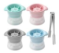 4 Pieces Round Ice Cube Molds and 1 Piece Stainless Steel Ice Clip, Ice Ball Mold, Silicone Ice Cube Mold, Household Ice Cube Mold, Reusable Ice Cube Mold