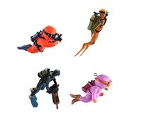 4 Pieces Safe Floating Fish Tank Decorations, Cute Diver Aquarium Decoration, 4 Styles Diver Fish Tank Ornaments, Floating Device Fish Tank Accessories for Fish Tank Miniature Landscape (A)