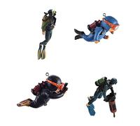 4 Pieces Safe Floating Fish Tank Decorations, Cute Diver Aquarium Decoration, 4 Styles Diver Fish Tank Ornaments, Floating Device Fish Tank Accessories for Fish Tank Miniature Landscape (B)