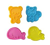 4 Pieces Sandwich Mold Cutter Kid Friendly Easy Use for Riceball Lunch Box Tools Dolphin Seal Squirrel Bear Shape Mold Pie Crust Cutter