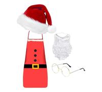 4 Pieces Santa Costumes, Including Santa Hat, Apron, Beard, Glasses, Christmas Outfit For Role-playing Party & Masquerade