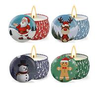 4 Pieces Scented Candles Set, Scented Candles for Anniversary, Christmas Gifts for Women, 100 to 120 Hours Burn Time, Relieve Stress, Aromatherapy, Christmas Motif