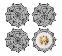 4 Pieces Seasonal Spider Web Coaster - Dining Placemat, Halloween Table Mat