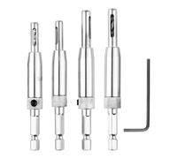 4 Pieces Self Centering Drill Bit, Hinge Guide Trend Countersink Bits Set with Centre Hole Pilot Hex (51/64" 7/64" 11/64" 9/64") for Door Spinner & Hinge, Portable Woodworking Tools