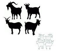 4 Pieces/Set Goats Animals Metal Cutting Dies,Goat Die Cuts,DIY Scrapbooking Artist Cutting Dies Stencil Template Molds for DIY Card Making Embossing Photo Decorative