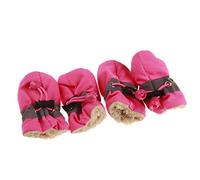 4 Pieces/set Portable Pet Dog Shoes Cover Non-slip Rain Boots Autumn Winter Dogs Paws Soft Shoes pink Type 1 with velvet