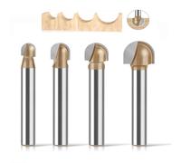 4 Pieces Shell and Tray Stencil Router Bit Set, 6mm Shank Carbide Router Bit with Round Tip and Groove Cutter for Woodworking
