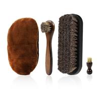 4 Pieces Shoe Shine Brush Set, Horsehair Brushes Set, Polish Brushes Kit, Nubuck Brush Set, Maintenance Effect Shoe Polish Dauber Applicator, Leather Boots Cleaning Set for Boots Car Seats Bags