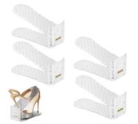4 Pieces Shoe Stacker Space Saver, Double Layer Shoe Rack Slots, 2 Height-adjustable, Space-saving, Non-slip, Shoes Slot Organise Storage, For All Shoes Styles ShoeRack, Suitable For Women And Men