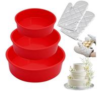 4 Pieces Silicone Cake Mould for Baking, 4+6+8+10 Inch Silicones Bake Moulds, Cake Tins for Baking, Non Stick Silicone Baking Trays to Bake LayerCake, Cheesecake,Tiramisu