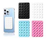 4 Pieces Silicone Suction Cup for Mobile Phone - Universal Suction Lifter for Selfies, Videos & Repair - Reusable Phone Holder for Power Bank, Glass, Mirror & Car Window (Sky Blue, Pink)