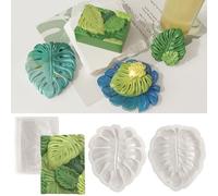 4 Pieces Silicone Turtle Leaf Scented Candle Making Mold, Palm Leaf Resin Epoxy Casting Mould Wax Soap Aromatherapy Tray Molds Chocolate Cake Decor Handmade Gift DIY Craft