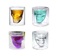 4 Pieces Skull Glasses, Crystal Vodka Glasses, Skull Glasses, Skull Cups for Drinking, Bitter Glasses, Homes, Cafes, Restaurants, Bars and Parties, Kaffee, Bier, Tee(75 ml)