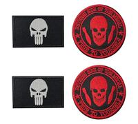 4 Pieces Skull Punisher Patches 3D Embroidered Dead Skull Tactical Hook & Loop Applique for Military Uniform Bag Jacket Hat Jeans